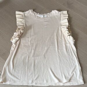 MELISSA NEPTON Cream Ruffle Sleeve Sleeveless Tank